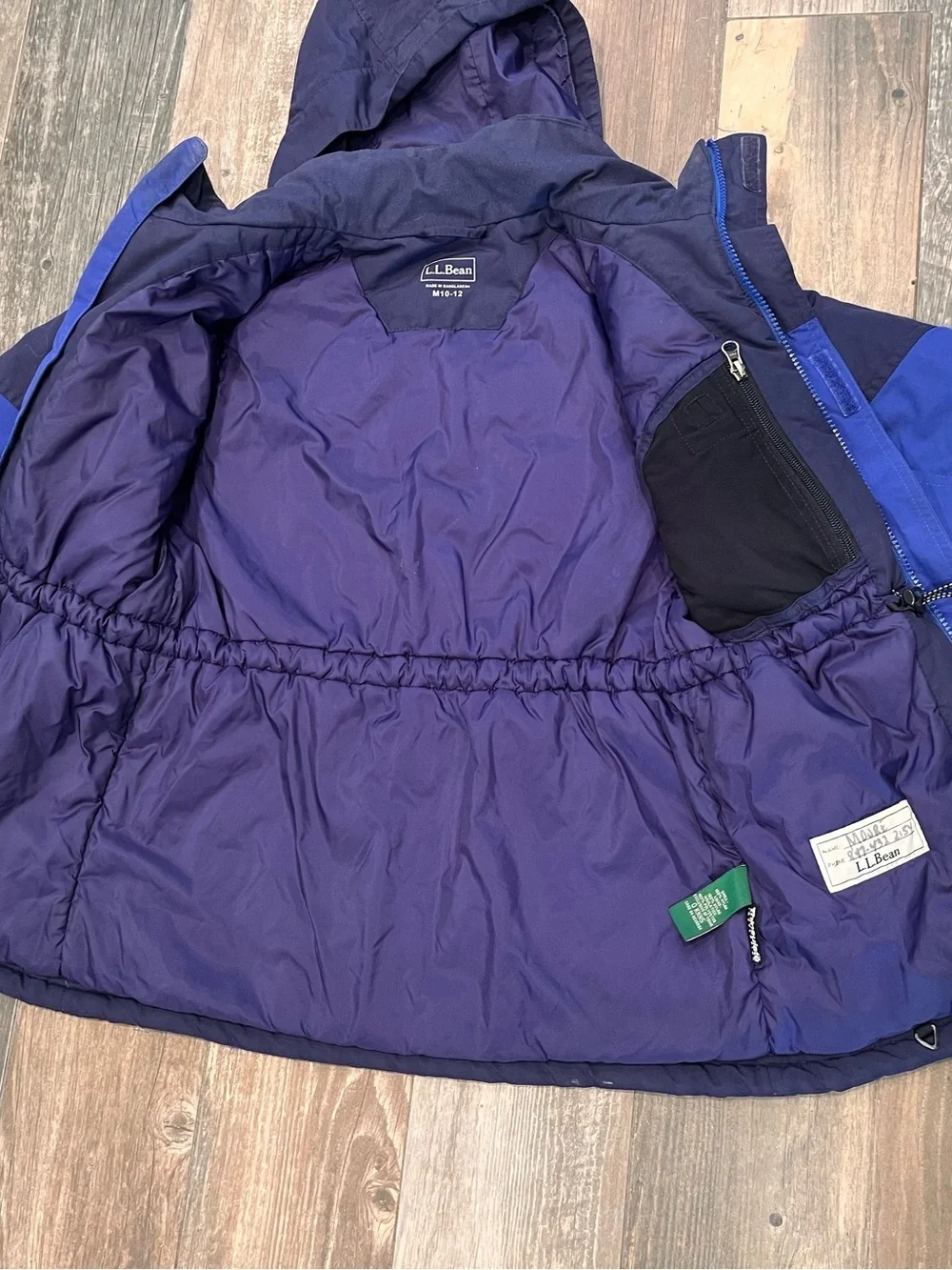 LL Bean Winter Coat Ski Jacket Kids med 10/12 Thinsulate Hooded Parka Snow Zip
